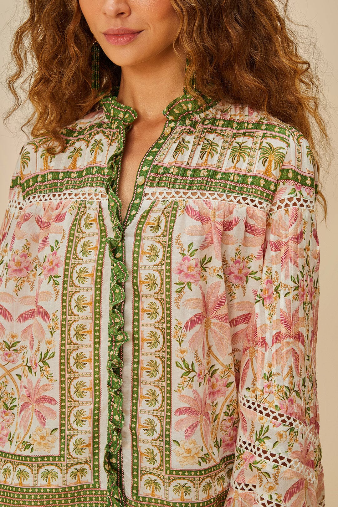 FARM Rio Off-White Palm Dream Blouse