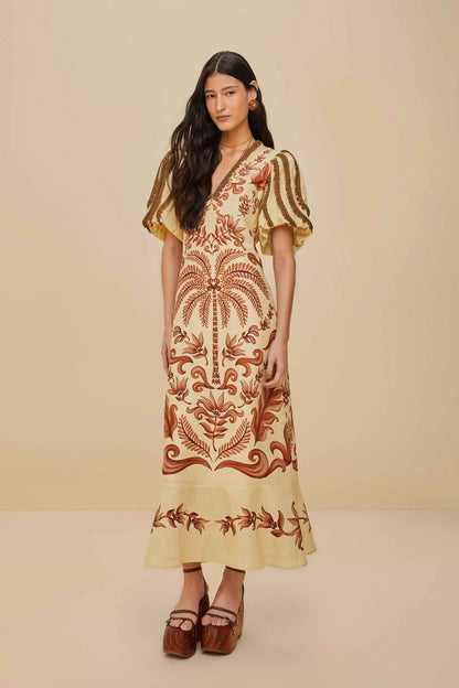 FARM Rio Off-White Milani Euroflax™ Premium Linen Maxi Dress