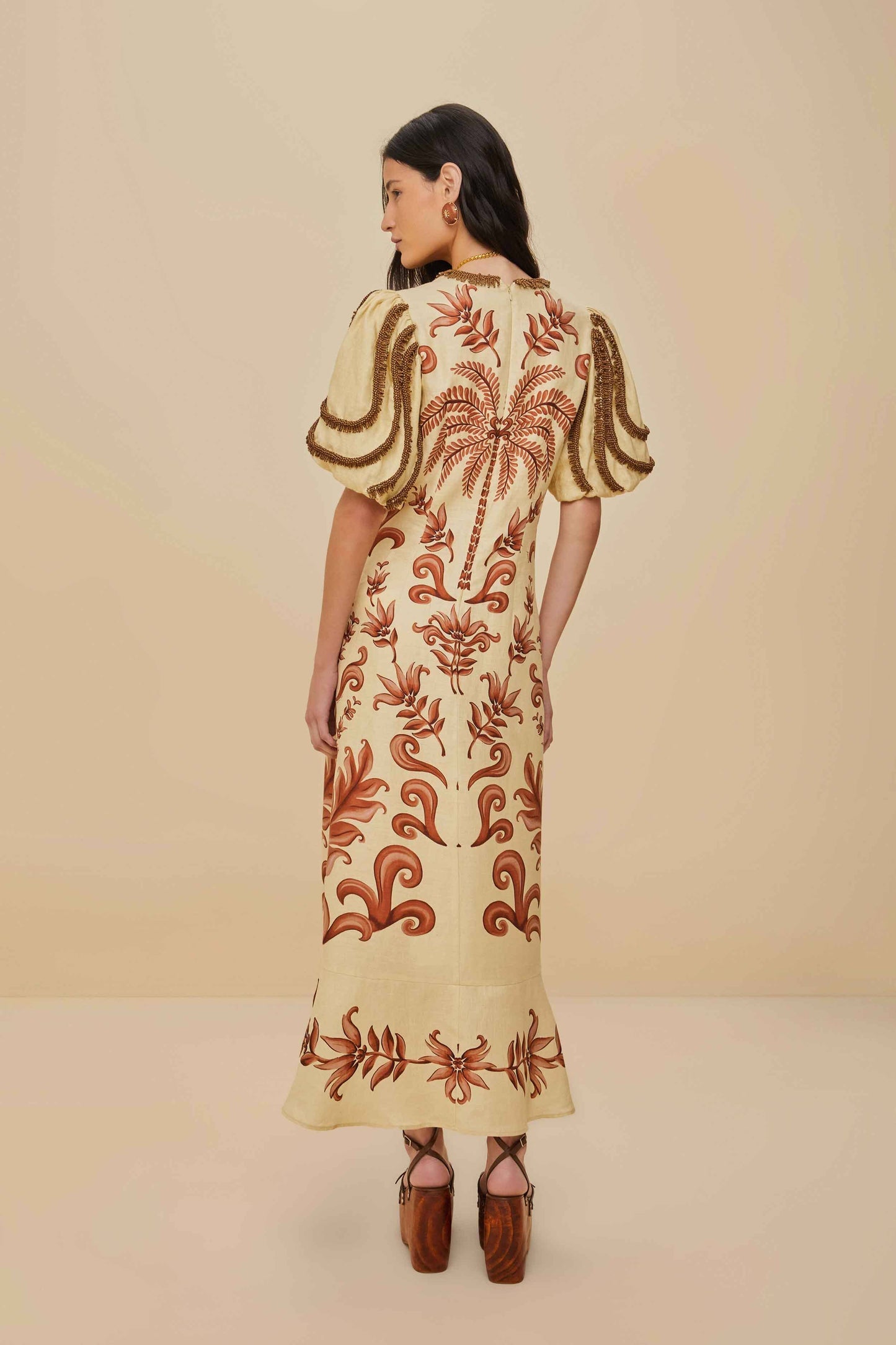 FARM Rio Off-White Milani Euroflax™ Premium Linen Maxi Dress