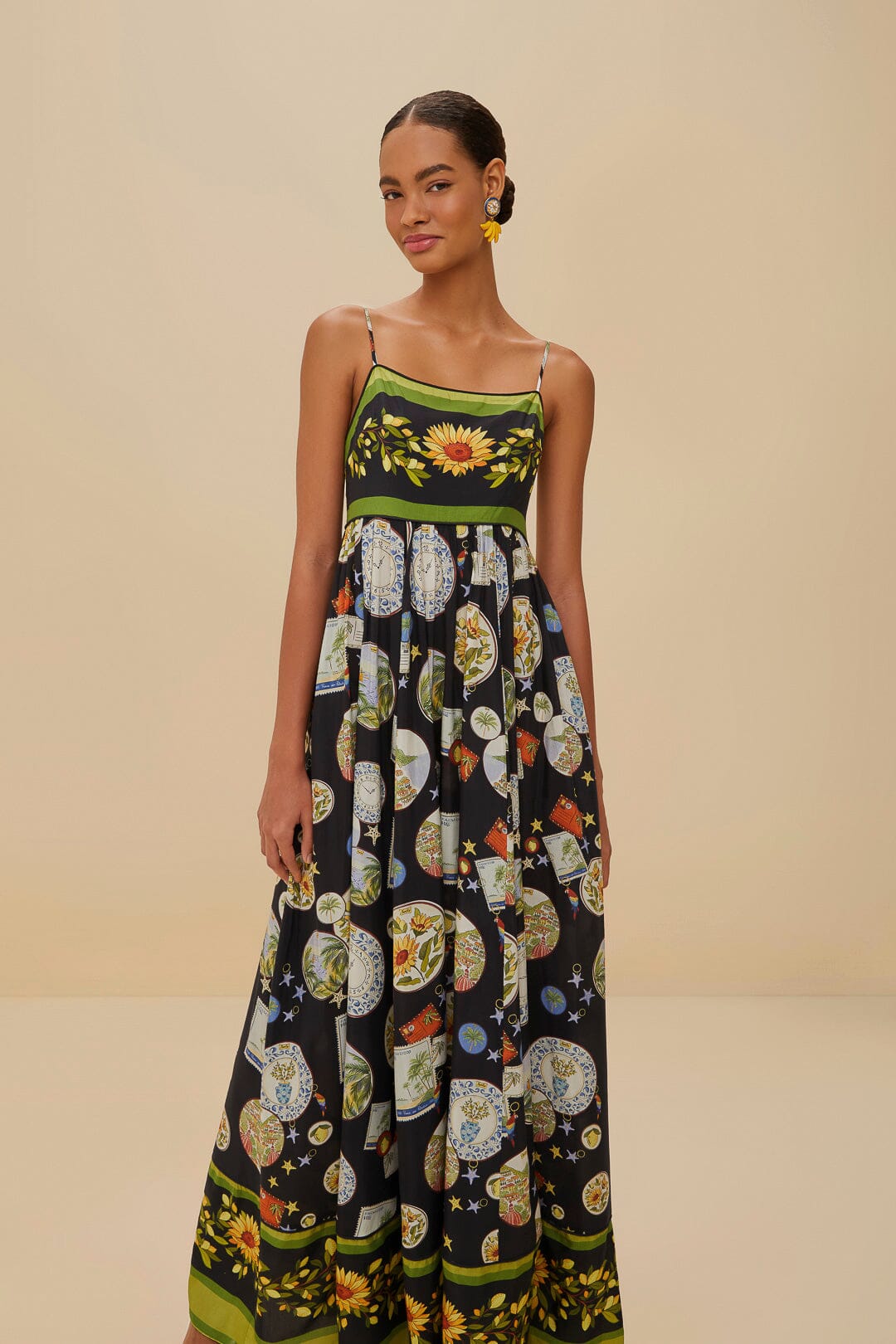 FARM Rio Black Trip Souvenir Maxi Dress