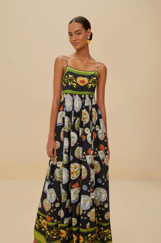 FARM Rio Black Trip Souvenir Maxi Dress