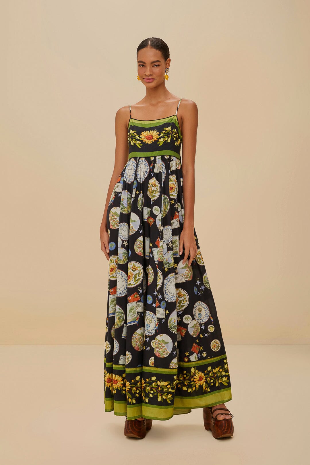 FARM Rio Black Trip Souvenir Maxi Dress