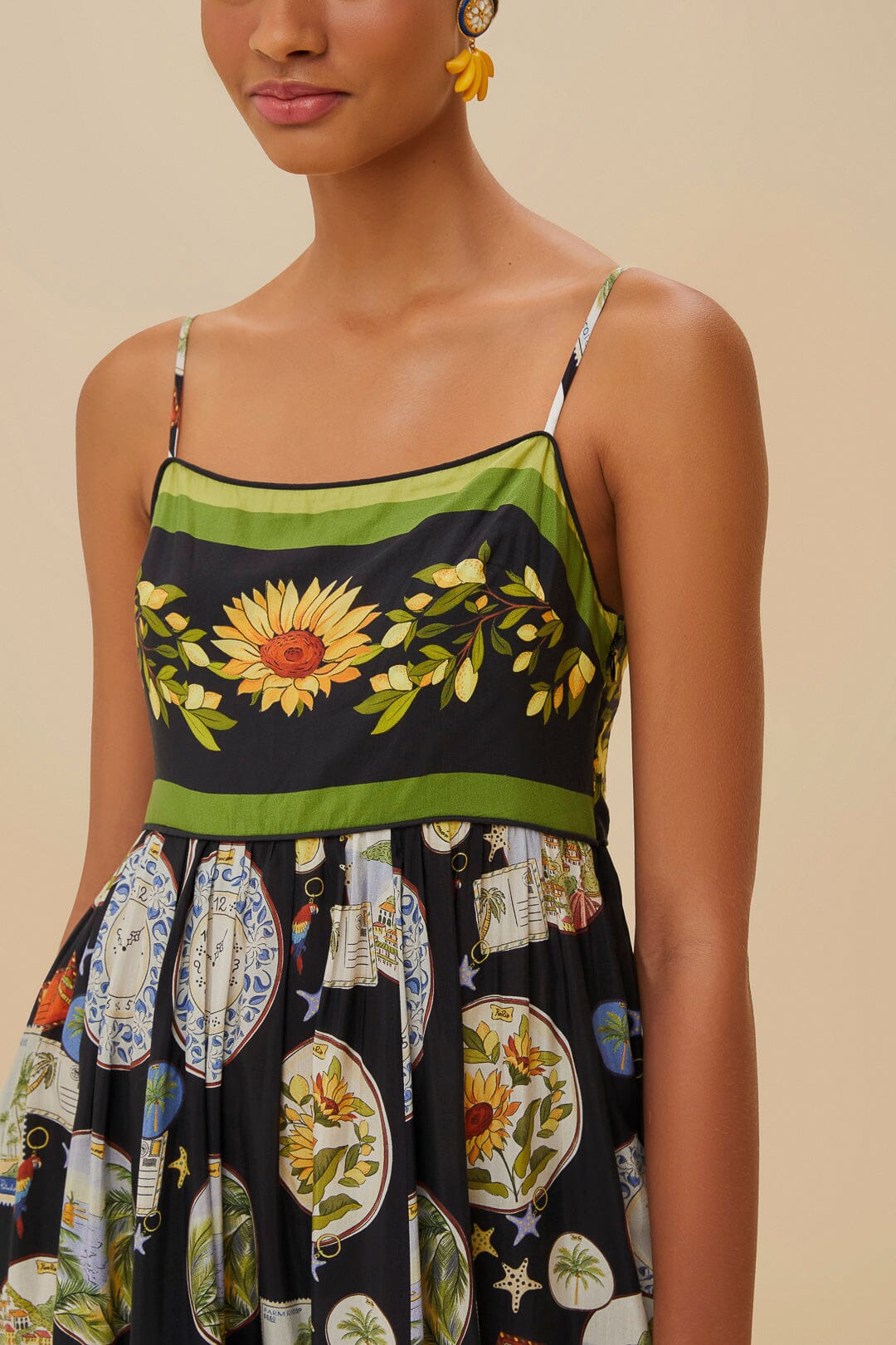 FARM Rio Black Trip Souvenir Maxi Dress