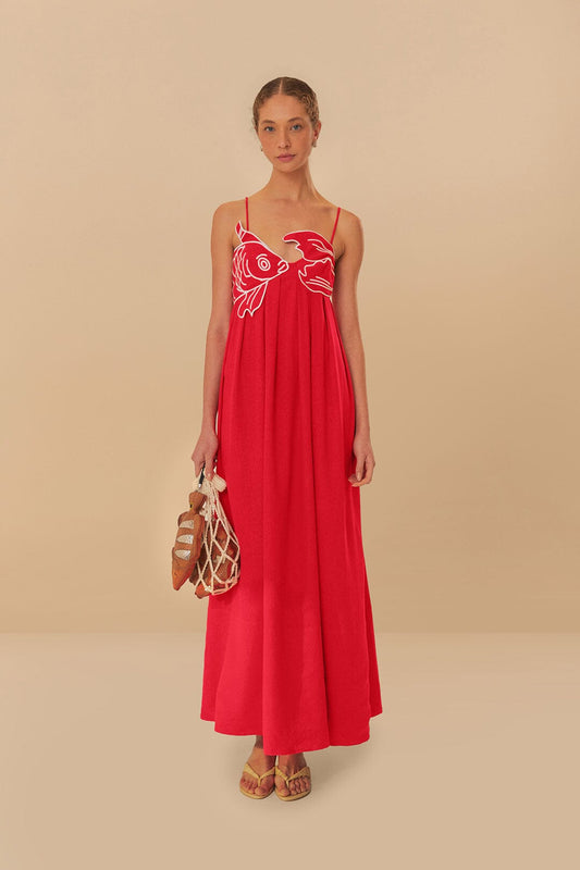 FARM Rio Red Fish Top Maxi Dress