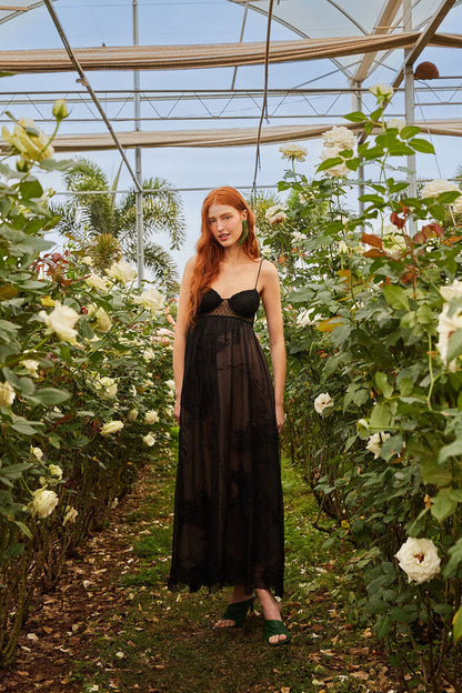 FARM Rio Black Special Lace Sleeveless Maxi Dress