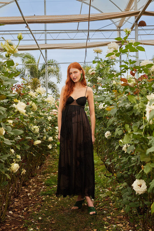 FARM Rio Black Special Lace Sleeveless Maxi Dress