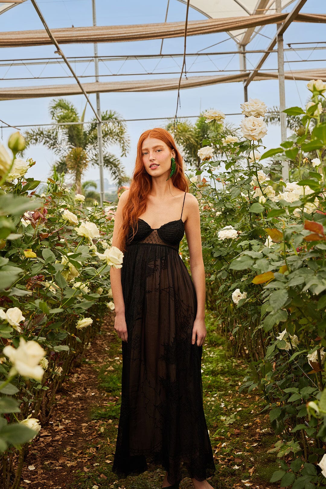 FARM Rio Black Special Lace Sleeveless Maxi Dress