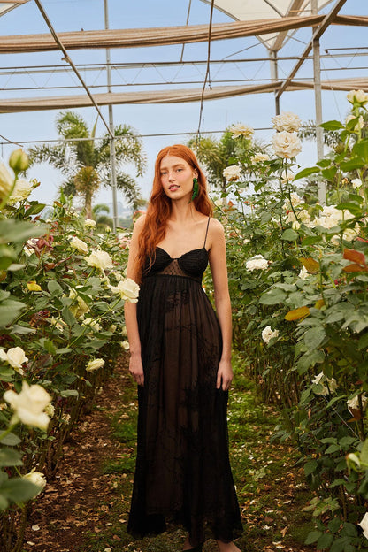 FARM Rio Black Special Lace Sleeveless Maxi Dress