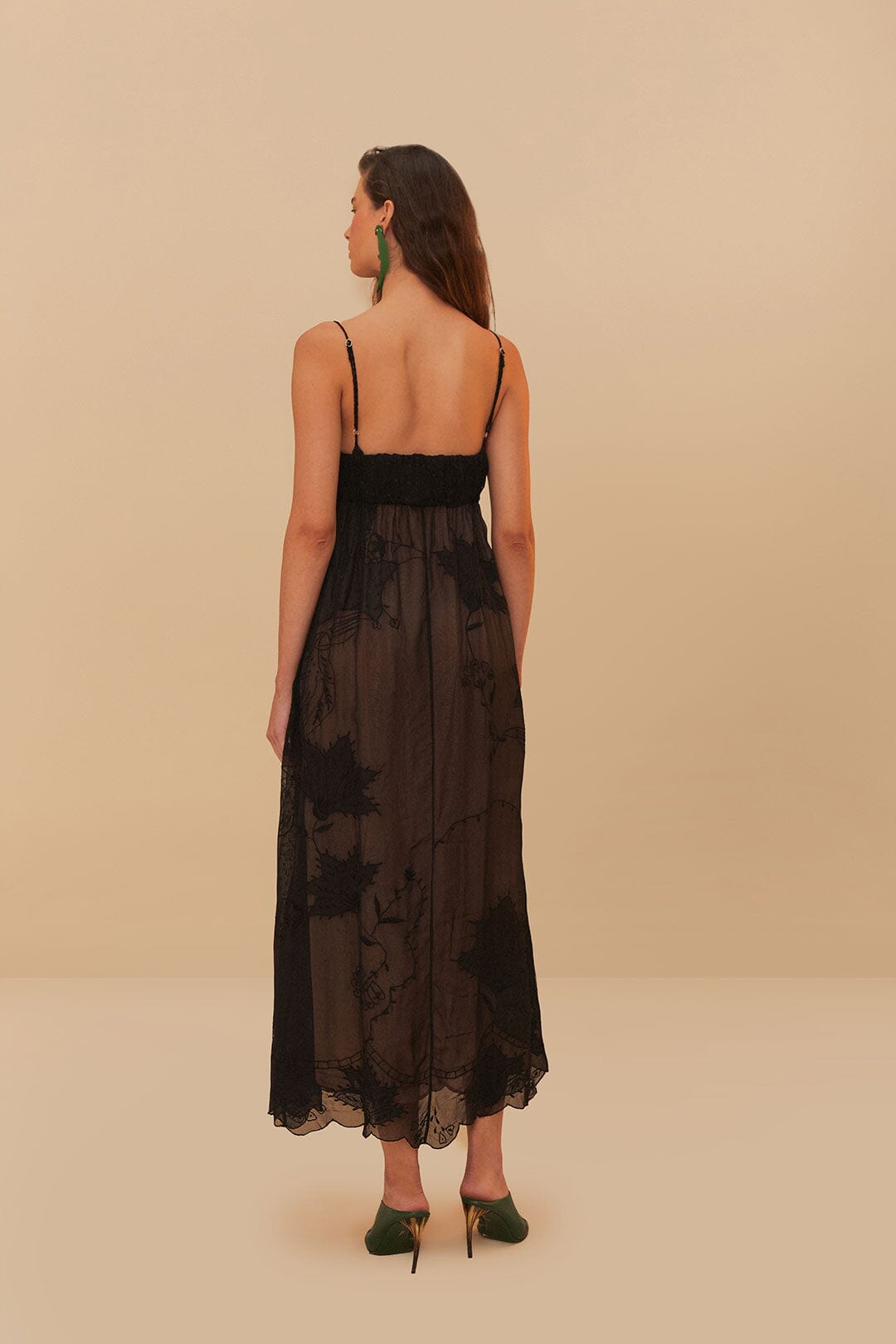 FARM Rio Black Special Lace Sleeveless Maxi Dress