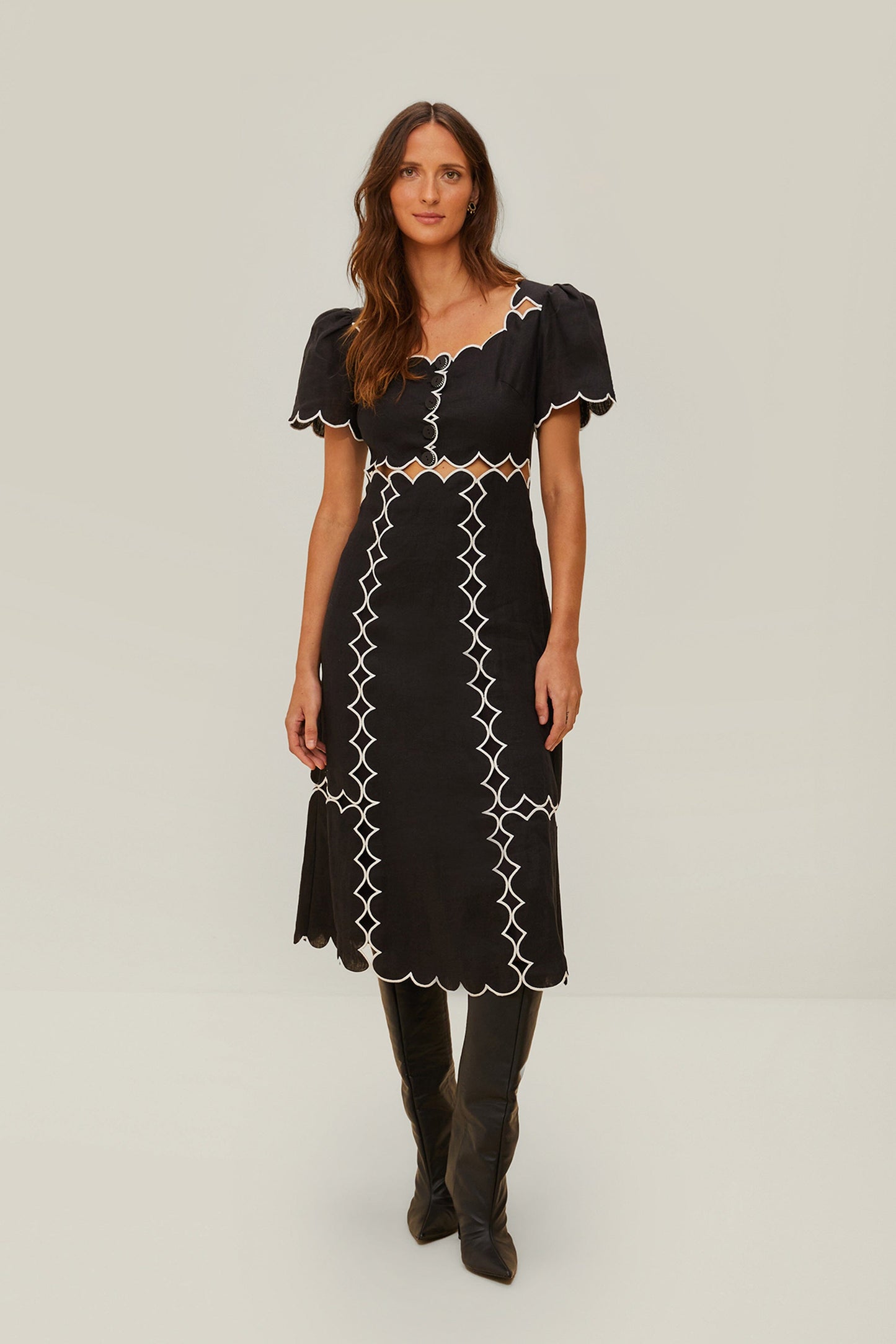 FARM Rio Black Short Sleeve LENZING™ ECOVERO™ Euroflax™ Maxi Dress