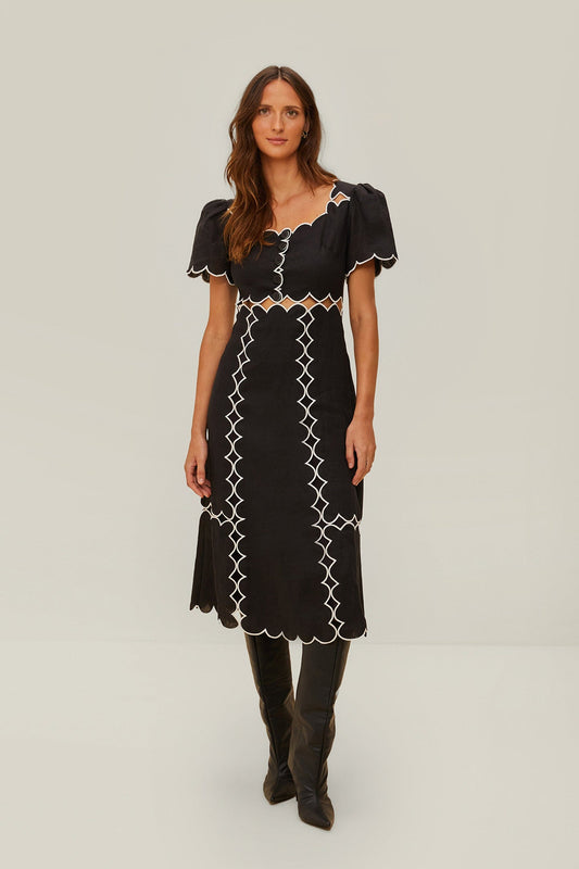 FARM Rio Black Short Sleeve LENZING™ ECOVERO™ Euroflax™ Maxi Dress