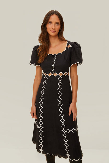 FARM Rio Black Short Sleeve LENZING™ ECOVERO™ Euroflax™ Maxi Dress