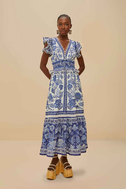 FARM Rio Off-White Shell Garden Maxi Dress