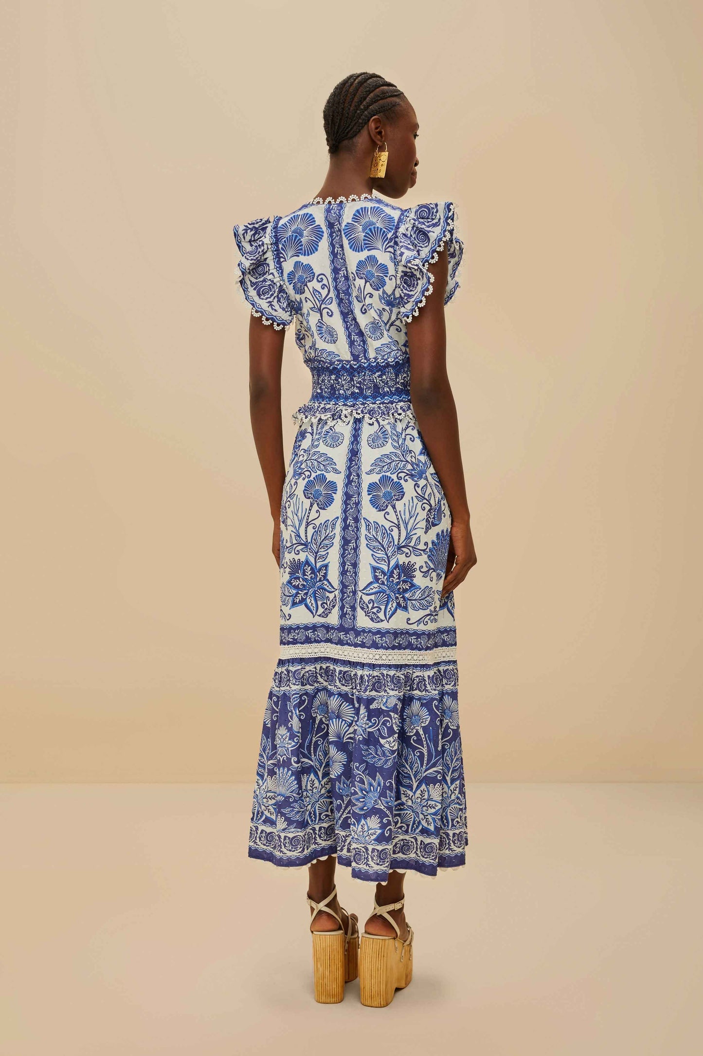 FARM Rio Off-White Shell Garden Maxi Dress