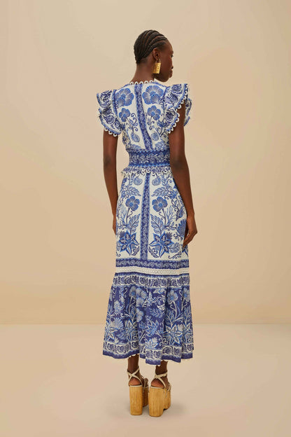 FARM Rio Off-White Shell Garden Maxi Dress