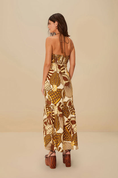 FARM Rio Sand Shell Mix Euroflax™ Premium Linen Maxi Dress