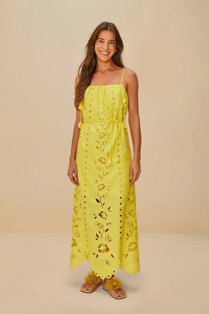 FARM Rio Yellow Richelieu Sleeveless LENZING™ ECOVERO™ Euroflax™ Maxi Dress
