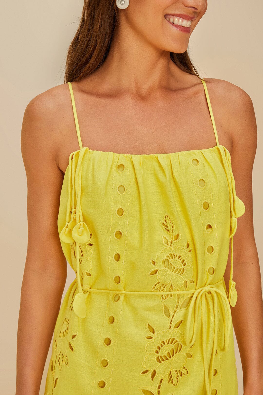 FARM Rio Yellow Richelieu Sleeveless LENZING™ ECOVERO™ Euroflax™ Maxi Dress