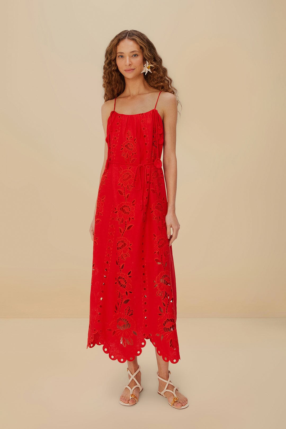 FARM Rio Red Flowers Richelieu LENZING™ ECOVERO™ Euroflax™ Maxi Dress