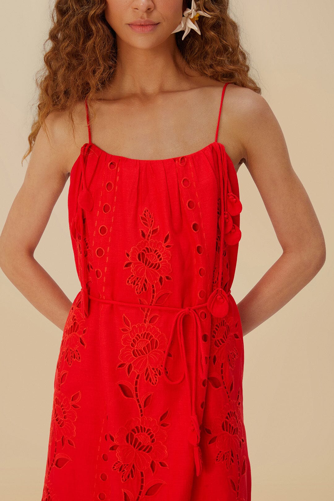FARM Rio Red Flowers Richelieu LENZING™ ECOVERO™ Euroflax™ Maxi Dress