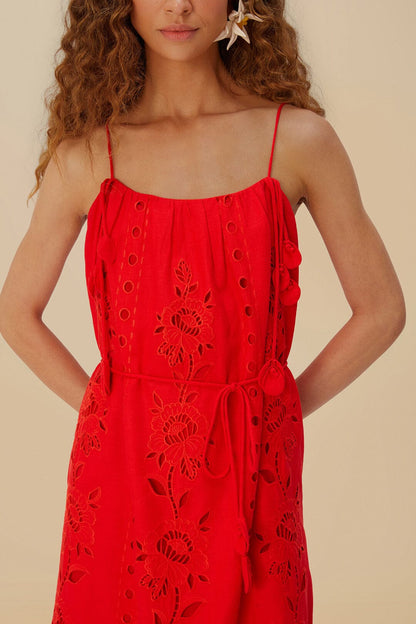 FARM Rio Red Flowers Richelieu LENZING™ ECOVERO™ Euroflax™ Maxi Dress