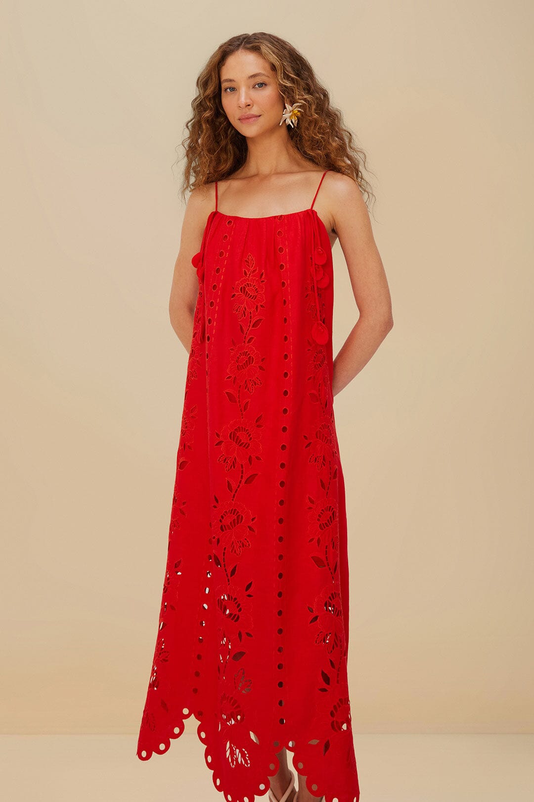 FARM Rio Red Flowers Richelieu LENZING™ ECOVERO™ Euroflax™ Maxi Dress