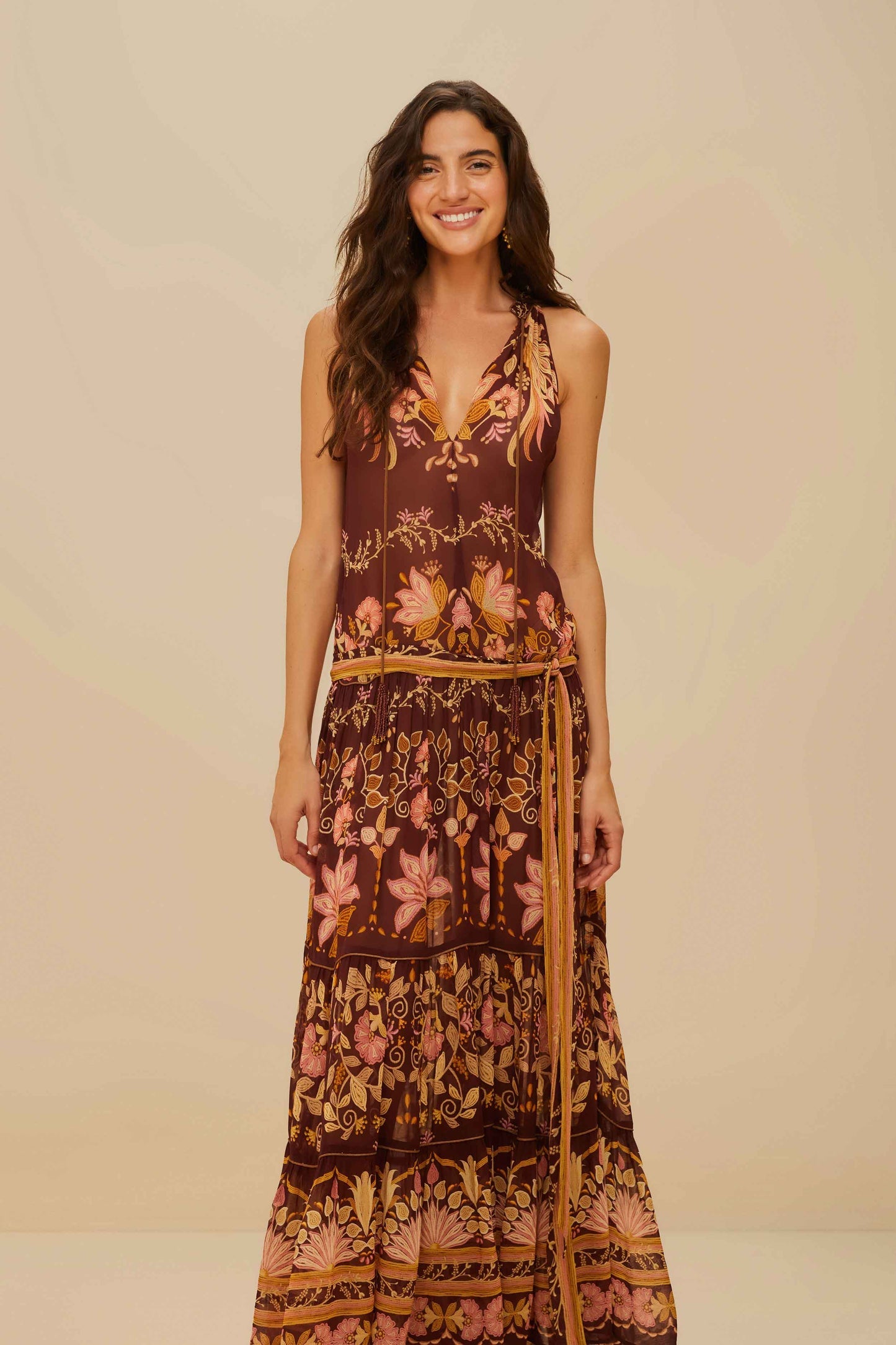 FARM Rio Burgundy Bella Maxi Dress