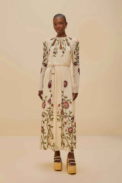 FARM Rio Multicolor Romantic Nature Long Sleeve Maxi Dress