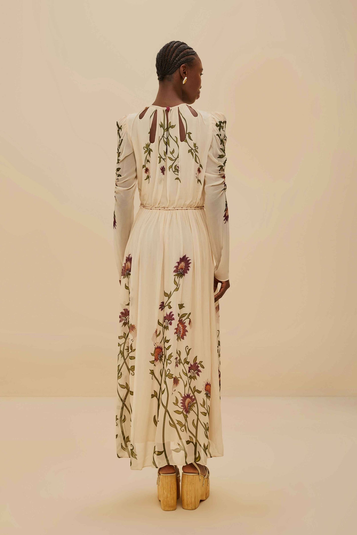 FARM Rio Multicolor Romantic Nature Long Sleeve Maxi Dress