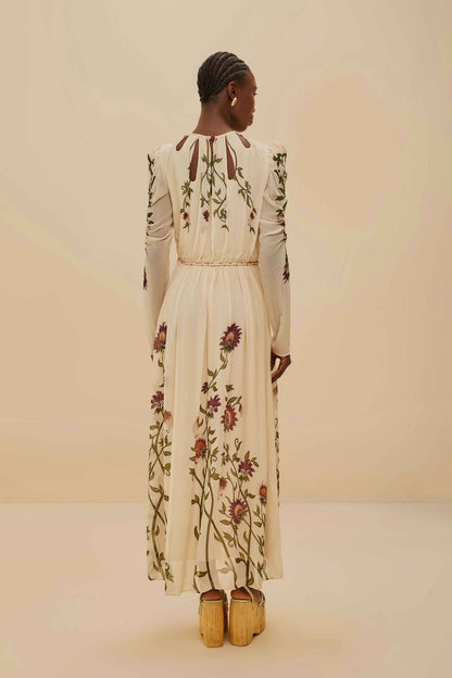 FARM Rio Multicolor Romantic Nature Long Sleeve Maxi Dress