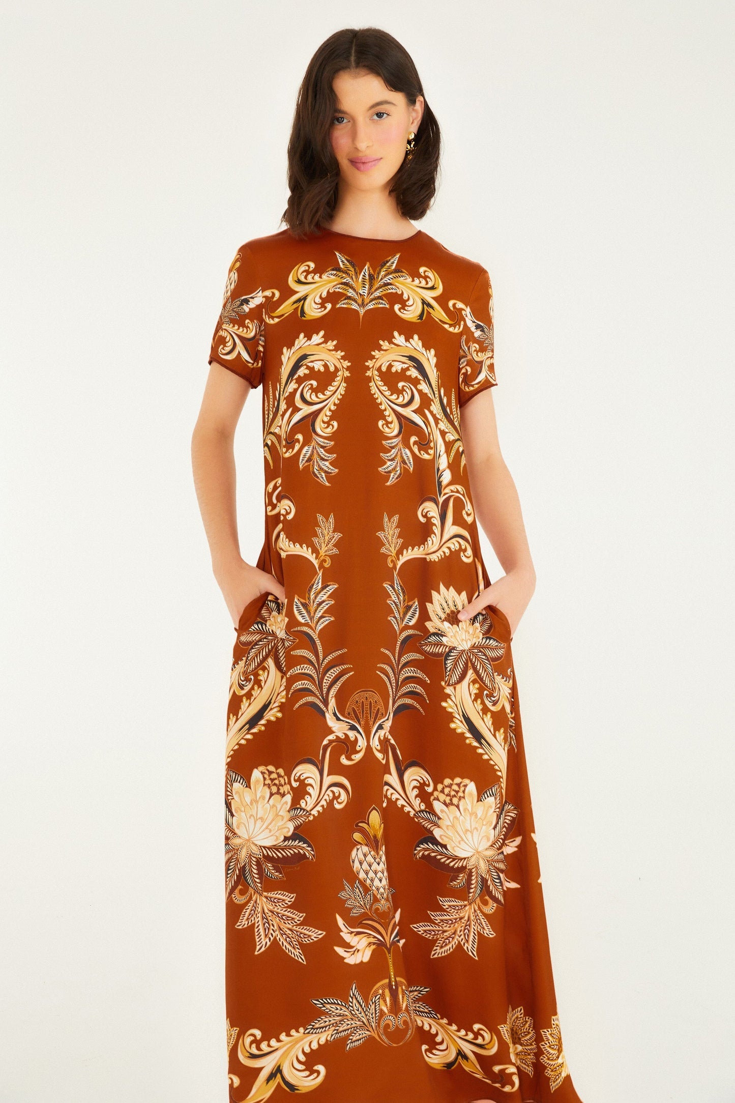FARM Rio Orange Arabesque Paradise Lenzing� Ecovero� Viscose Maxi Dress | FARM Rio