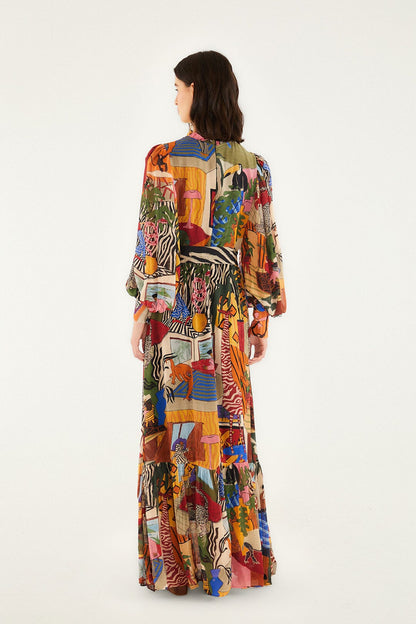 FARM Rio Tropical Multicolor Long Sleeve Maxi Dress | FARM Rio