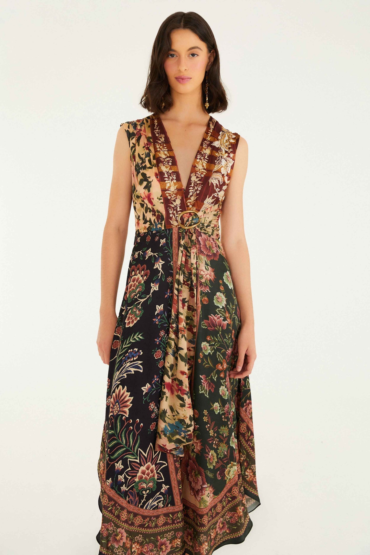FARM Rio Mixed Winter Garden Lenzing™ Ecovero™ Viscose Sleeveless Maxi Dress | FARM Rio