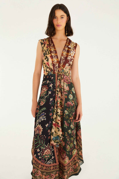 FARM Rio Mixed Winter Garden Lenzing™ Ecovero™ Viscose Sleeveless Maxi Dress | FARM Rio