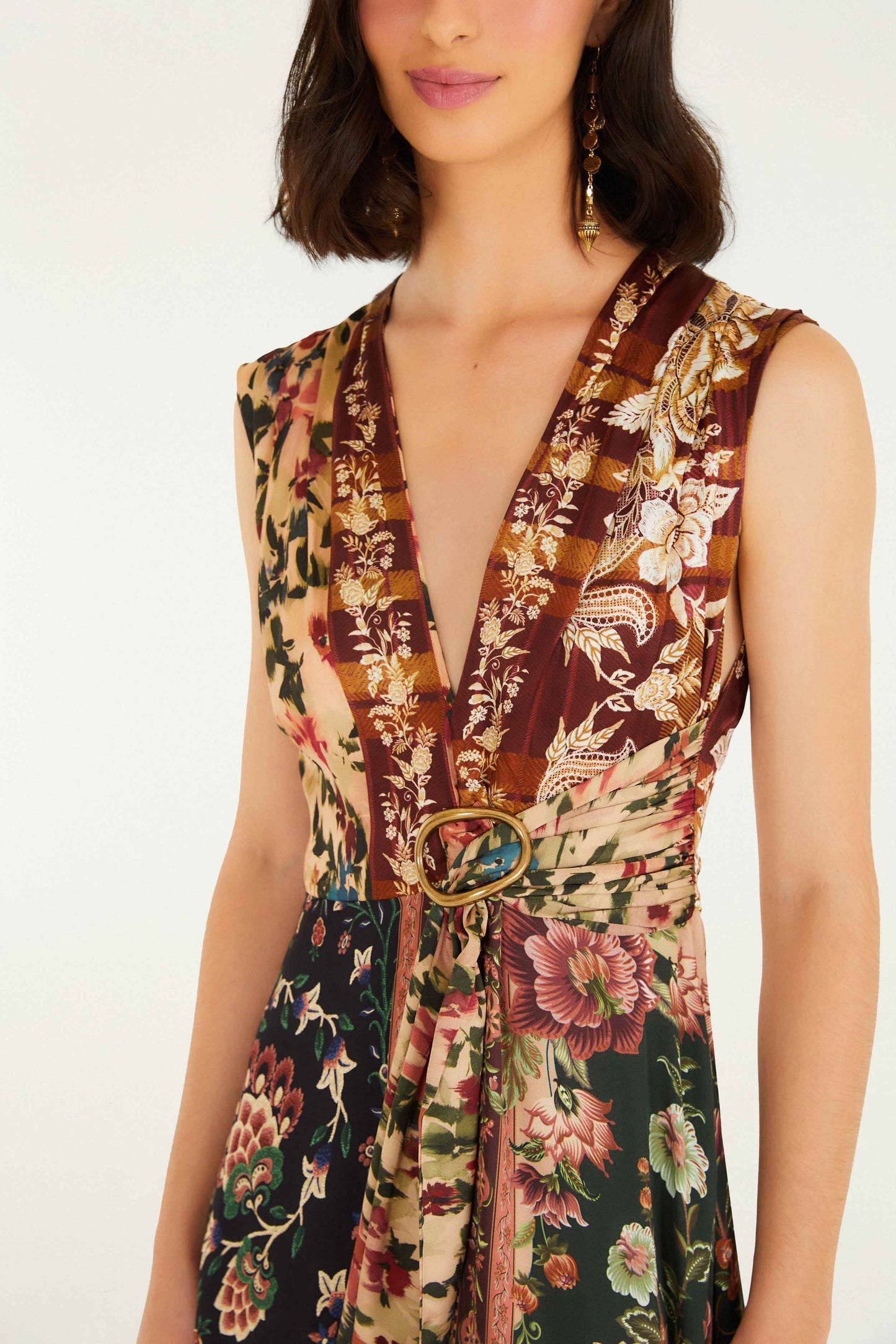 FARM Rio Mixed Winter Garden Lenzing™ Ecovero™ Viscose Sleeveless Maxi Dress | FARM Rio