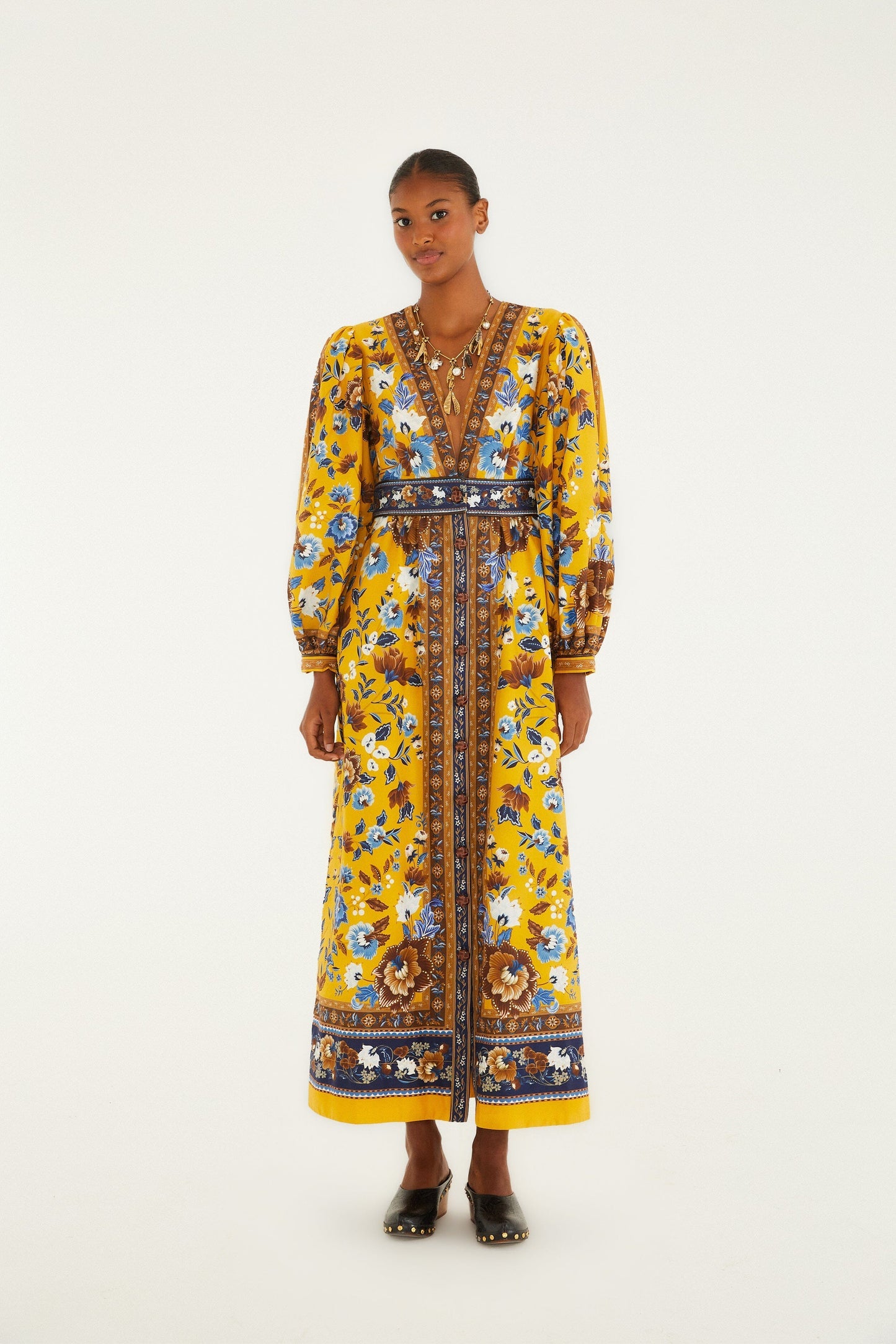 FARM Rio Yellow Flowering Garden Tree Organic Cotton Maxi Dress | FARM Rio