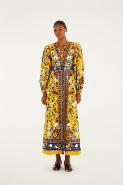 FARM Rio Yellow Flowering Garden Tree Organic Cotton Maxi Dress | FARM Rio