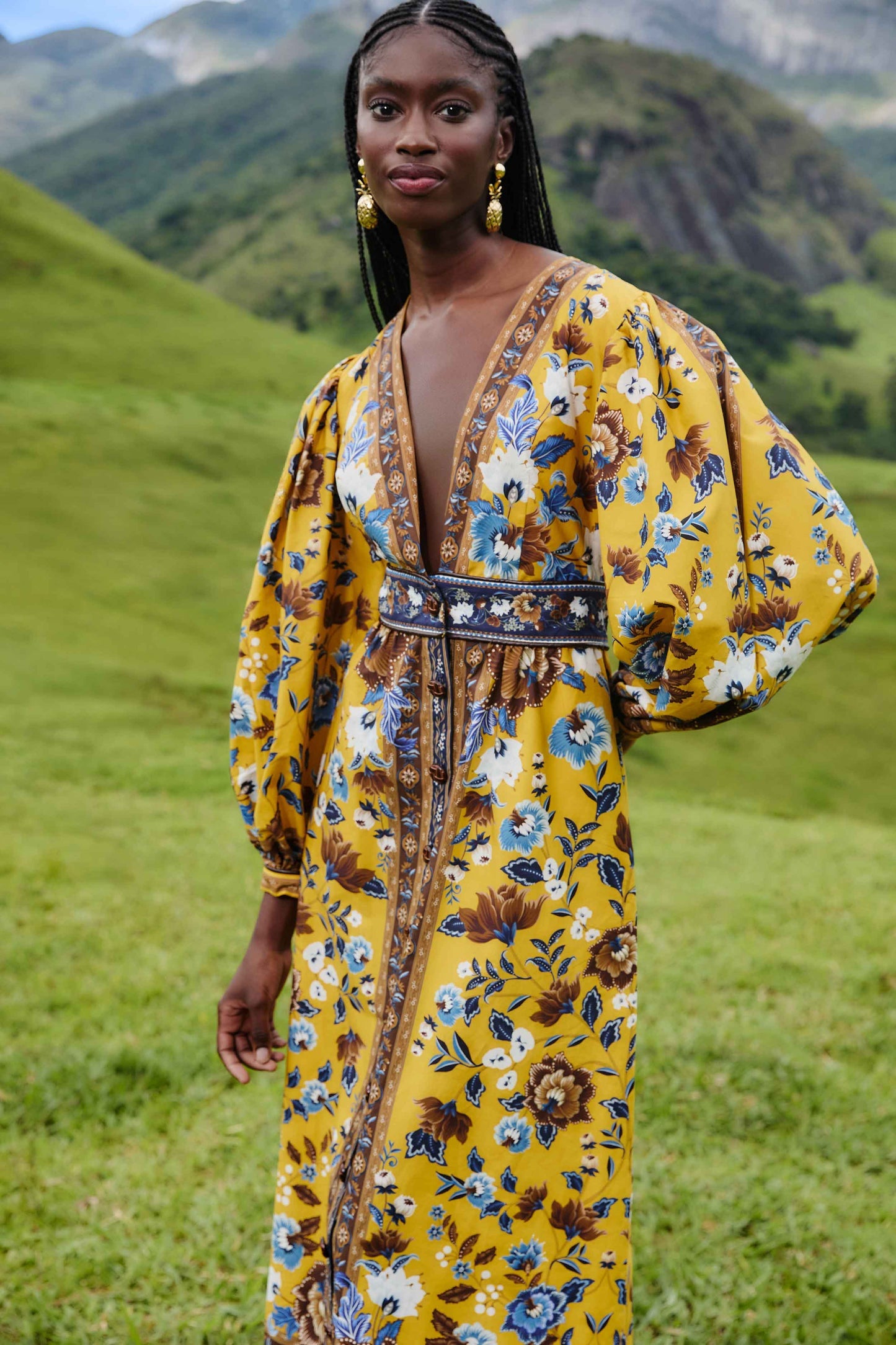 FARM Rio Yellow Flowering Garden Tree Organic Cotton Maxi Dress | FARM Rio