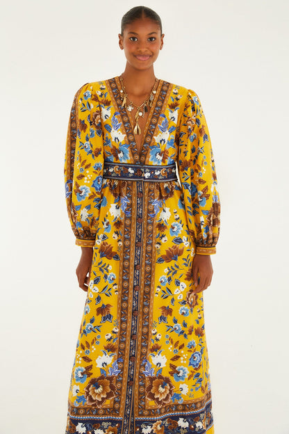 FARM Rio Yellow Flowering Garden Tree Organic Cotton Maxi Dress | FARM Rio