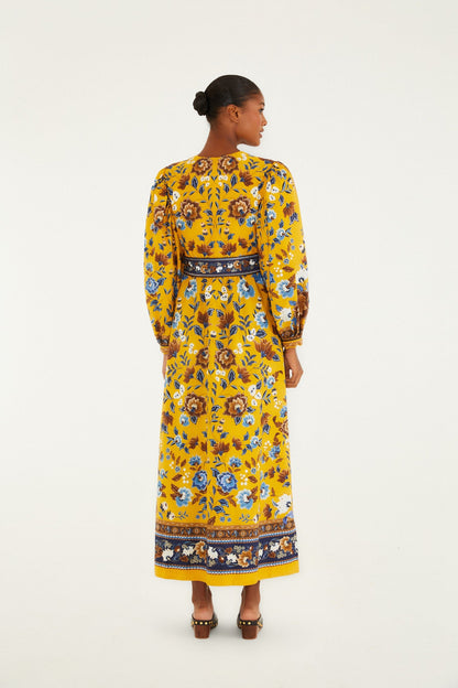 FARM Rio Yellow Flowering Garden Tree Organic Cotton Maxi Dress | FARM Rio