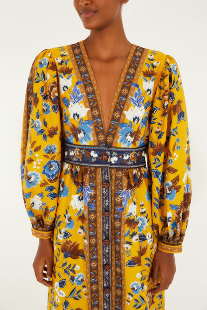 FARM Rio Yellow Flowering Garden Tree Organic Cotton Maxi Dress | FARM Rio
