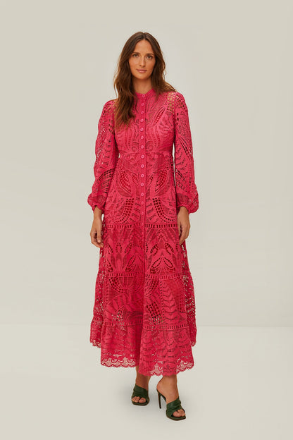 FARM Rio Pink Guipire Maxi Dress