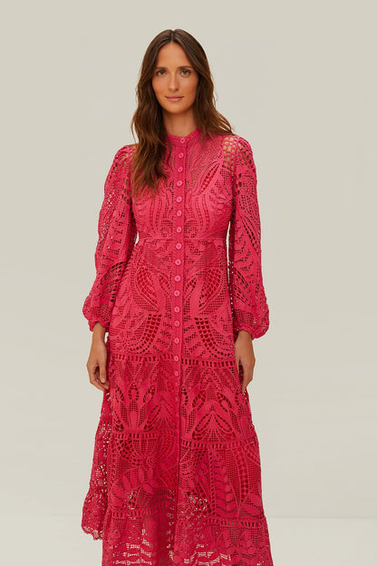 FARM Rio Pink Guipire Maxi Dress