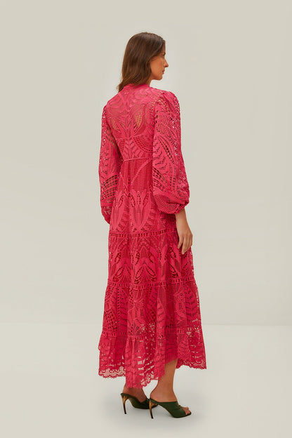 FARM Rio Pink Guipire Maxi Dress
