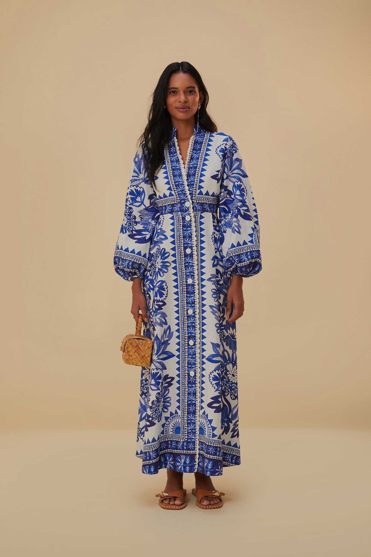 FARM Rio Off-White Flora Tapestry Lenzing™ Ecovero™ Euroflax™ Maxi Dress