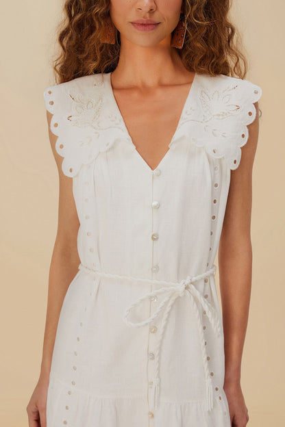FARM Rio Off-White Sleeveless Euroflax™ Premium Linen Maxi Dress