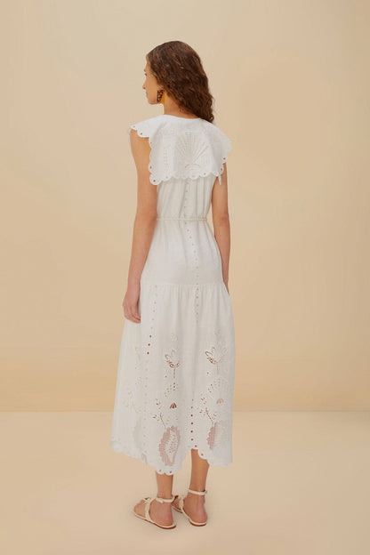 FARM Rio Off-White Sleeveless Euroflax™ Premium Linen Maxi Dress