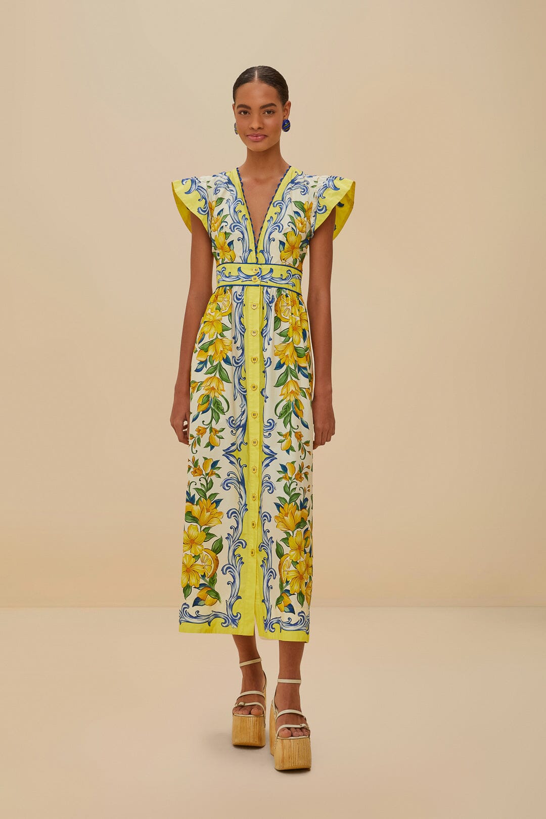 FARM Rio Off-White Sicily Scarf Organic Cotton Maxi Dress