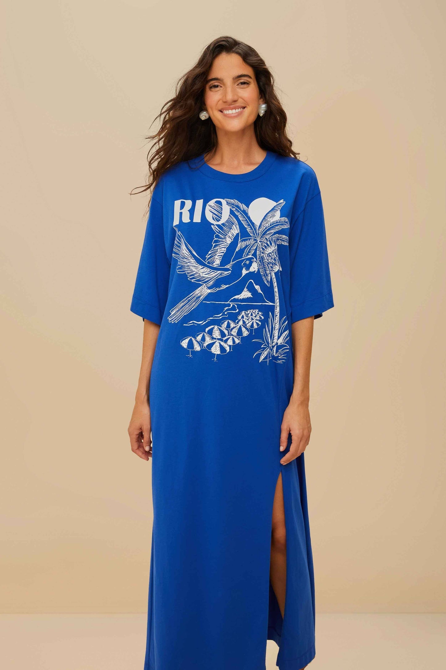 FARM Rio Blue Rio Organic Cotton Maxi Dress