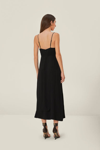 FARM Rio Black Flowered Bust Midi Dress